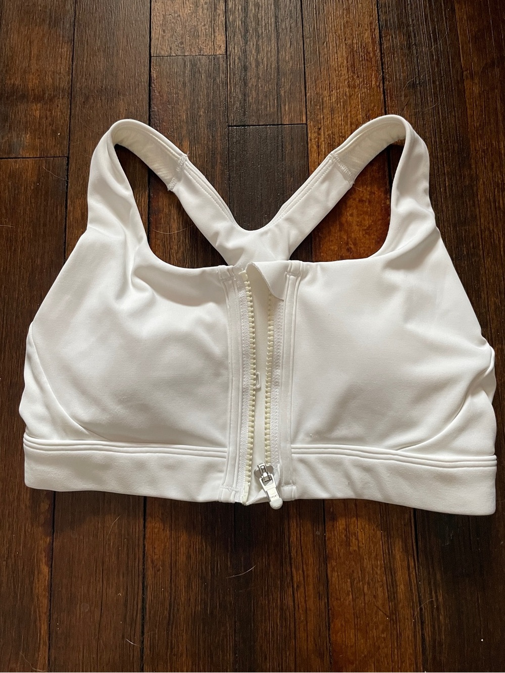 Athleta ultimate zip front bra white XS a-c sports bra